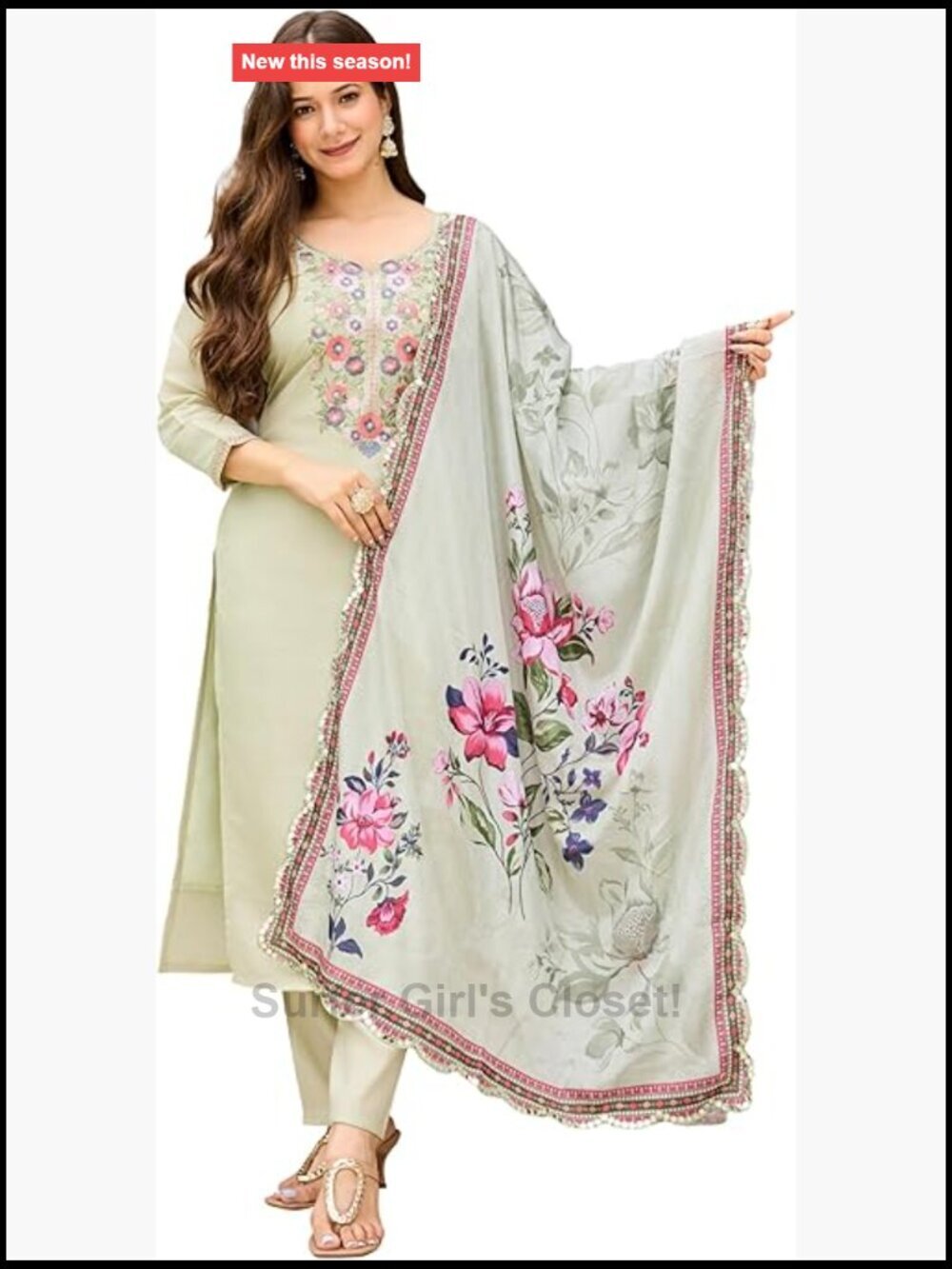 Viscose 3-Piece Salwar Suit with Embroidery, Partywear Pant Set